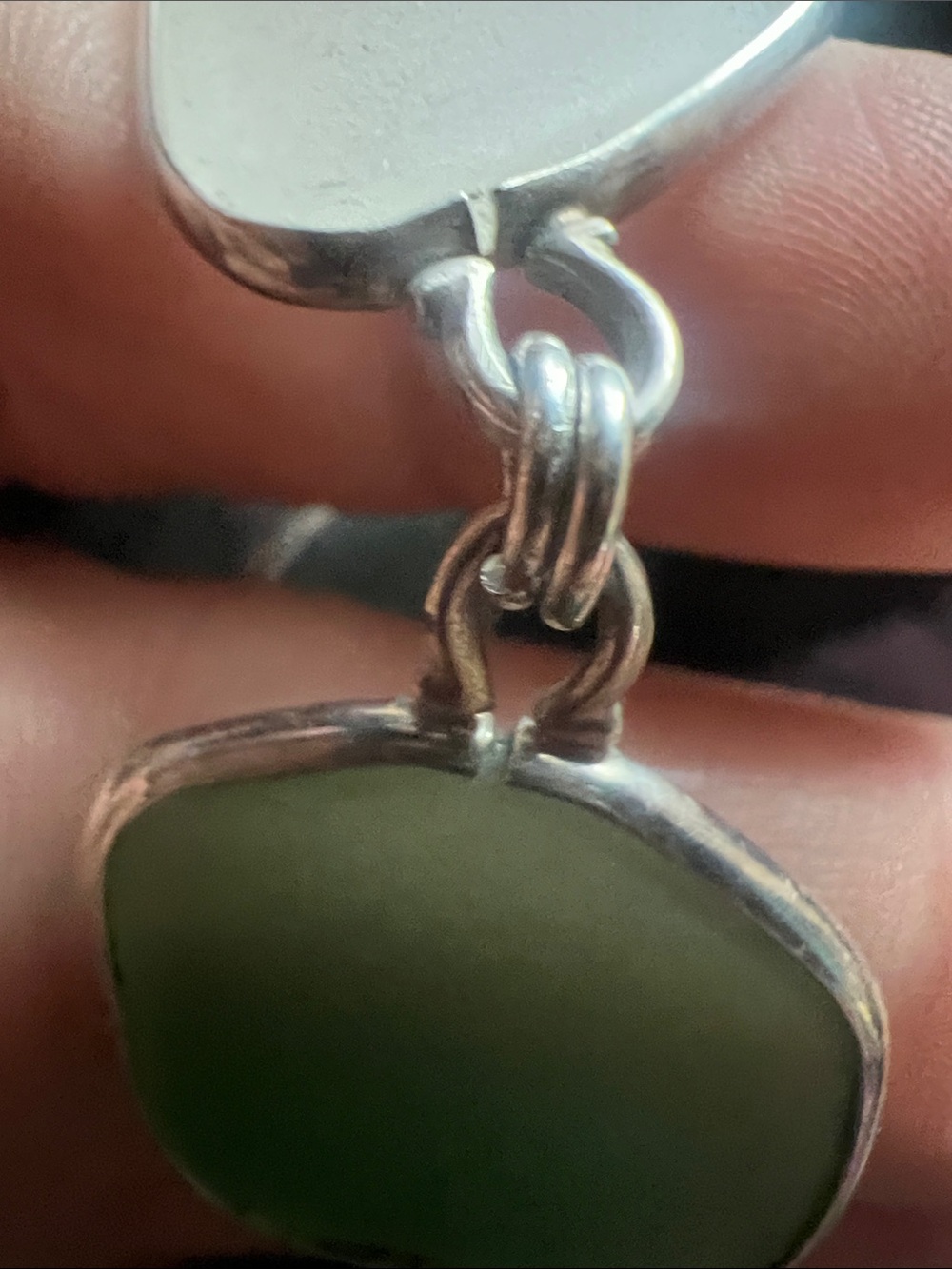 Sterling Silver Blue and Green Sea Glass Link Bracelet - Picture 7 of 9